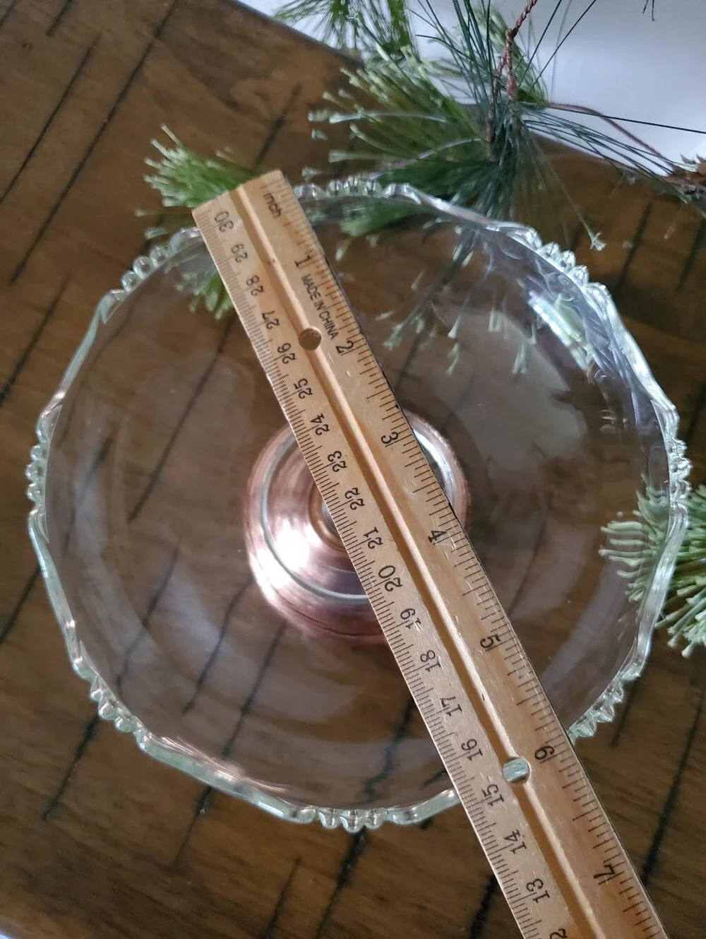 Vintage Princess House Crystal Glass Candy Dish Removable Copper Pedestal Bowl